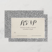 Eleganter Silver Glitzer Wedding RSVP Card (Vorne/Hinten)