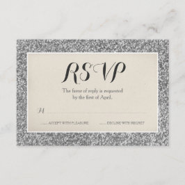 Eleganter Silver Glitzer Wedding RSVP Card