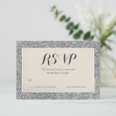 Eleganter Silver Glitzer Wedding RSVP Card (Stehend Vorderseite)