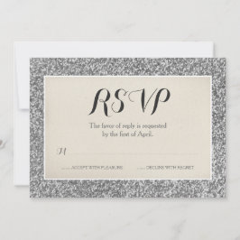 Eleganter Silver Glitzer Wedding RSVP Card Karte