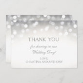 Eleganter Silver Glitzer Wedding Vielen Dank Hinwe Mitteilungskarte (Vorne/Hinten)