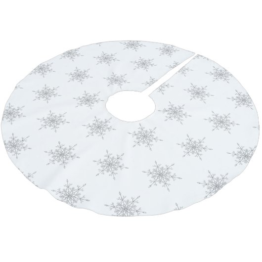 Eleganter Silver Glitzer Weihnachten Schneeflocken Polyester Weihnachtsbaumdecke (Schrägansicht)