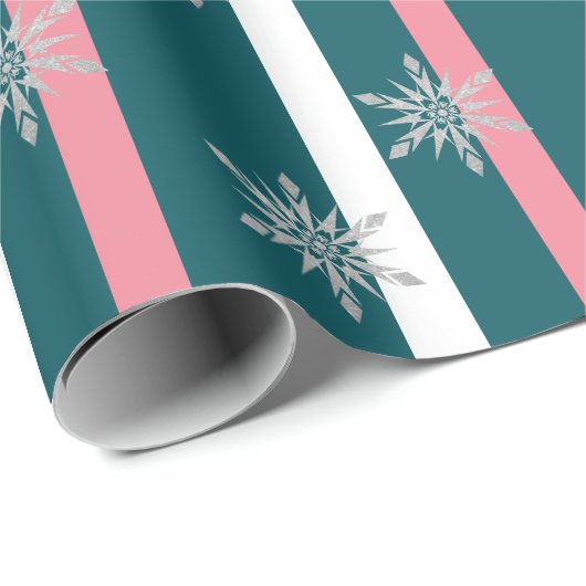 Eleganter Silver Glitzer Weihnachten Snowflake Mus Geschenkpapier (Rolleneckpunkt)