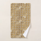 Eleganter Silver Gold Glitzer Geometric Muster Chi Badhandtuch Set (Handtuch)