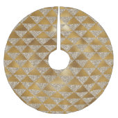 Eleganter Silver Gold Glitzer Triangle Design Chic Polyester Weihnachtsbaumdecke (Vorderseite)
