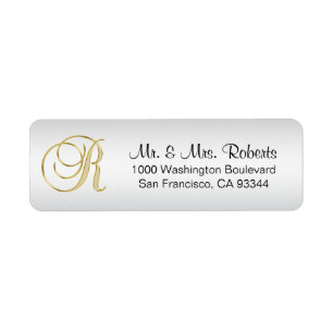 Eleganter Silver Gold Monogram Letter R Return