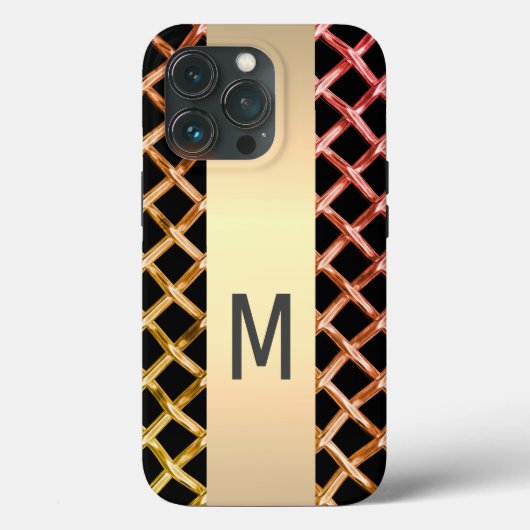 Eleganter Silver Gold Steel Metallic mit Monogramm Case-Mate iPhone Hülle (Rückseite)