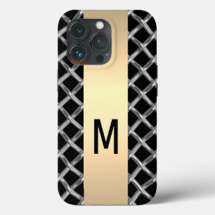 Eleganter Silver Gold Steel Metallic mit Monogramm Case-Mate iPhone Hülle