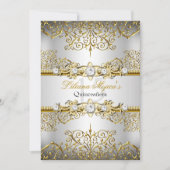 Eleganter Silver Gold Vintager Glamour Quinceanera Einladung (Vorderseite)