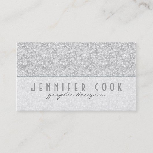 Eleganter Silver Gray Glitzer Texture Visitenkarte (Vorderseite)