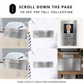 Eleganter Silver Gray Metallic Monogram Consultant Visitenkarte