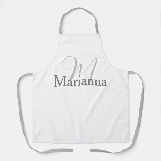 ELEGANTER SILVER GRAY MONOGRAM INITIAL & NAME GIFT SCHÜRZE (Vorderseite)