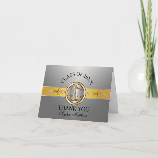 Eleganter Silver Law School Abschluss Vielen Dank Dankeskarte (Vorderseite)