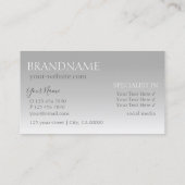 Eleganter Silver Mirror Schriftart Beruflich Stilv Visitenkarte (Rückseite)