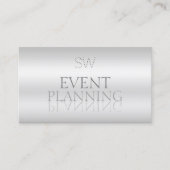 Eleganter Silver Mirror-Schriftart mit Monogram St Visitenkarte (Vorderseite)