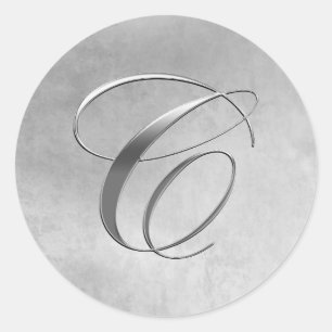 Eleganter Silver Monogram C Sticker