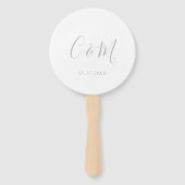 Eleganter Silver Monogram Wedding Hand Fan Fächer (Vorderseite)