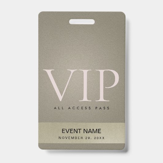 ELEGANTER SILVER PALE GOLD VIP EREIGNIS ACCESS PAS AUSWEIS (Vorderseite)