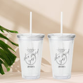 Eleganter Silver Ring Sie sagte ja Verlobung Acryltrinkbecher