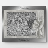 Eleganter Silver Satin Bow Erstellen Sie Ihr eigen Fotoplatte (Vorderseite)