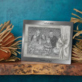 Eleganter Silver Satin Bow Erstellen Sie Ihr eigen Fotoplatte (Seite)