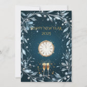 Eleganter Silver Silver und Aquamarin Mitternacht Einladung (Vorderseite)