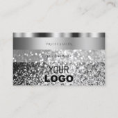 Eleganter Silver Sparkling Glitzer mit Logos Moder Visitenkarte (Vorderseite)