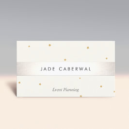 Eleganter Silver Striped Gold Star Eventplaner Visitenkarte