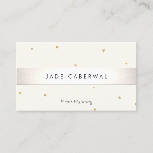 Eleganter Silver Striped Gold Star Eventplaner Visitenkarte (Vorderseite)