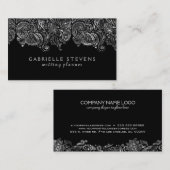 Eleganter Silver und Black Paisley Wedding Planner Visitenkarte (Vorne/Hinten)
