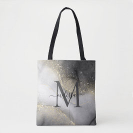 Eleganter Silver- und Gold Monogram-Name Tasche