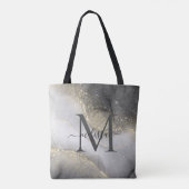 Eleganter Silver- und Gold Monogram-Name Tasche (Rückseite)