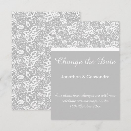 ELEGANTER SILVER WHITE LACE ÄNDERT DAS DATUM (Vorne/Hinten)