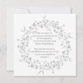 Eleganter Silver Wildblume Wreath Abschluss Ankündigung (Rückseite)