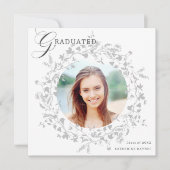 Eleganter Silver Wildblume Wreath Abschluss Ankündigung (Vorderseite)