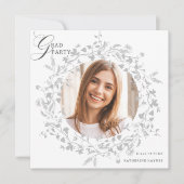 Eleganter Silver Wildblume Wreath Abschluss Einladung (Vorderseite)