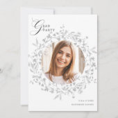 Eleganter Silver Wildblume Wreath Abschluss Einladung (Vorderseite)