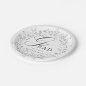 Eleganter Silver Wildblume Wreath Abschluss Pappteller (Schrägansicht)