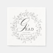 Eleganter Silver Wildblume Wreath Abschluss Serviette (Vorderseite)