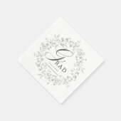 Eleganter Silver Wildblume Wreath Abschluss Serviette (Ecke)