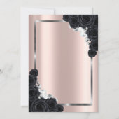 Eleganter SilverFrame, Schwarze Rose - Altersvorso Einladung (Rückseite)