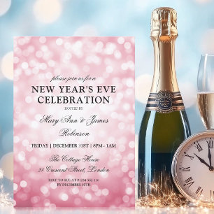 Eleganter Silvester Blush Pink Bokeh Lights Einladung