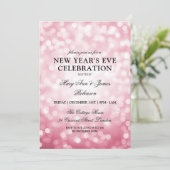 Eleganter Silvester Blush Pink Bokeh Lights Einladung (Stehend Vorderseite)