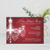Eleganter Silvester Chandelier Red Einladung (Stehend Vorderseite)