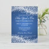 Eleganter Silvester Fingernd Blaue Welle Einladung (Stehend Vorderseite)