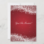 Eleganter Silvester Funkelwelle Rot Einladung (Rückseite)