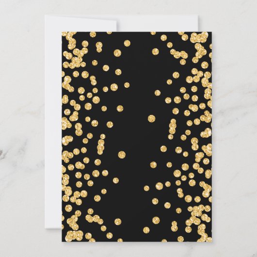 Eleganter Silvester Gold Glitzer Confetti Black Einladung (Rückseite)