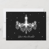 Eleganter Silvester Kronleuchter Schwarz Einladung (Rückseite)