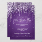 Eleganter Silvester Night Dazzle Lila Einladung (Vorne/Hinten)