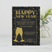 Eleganter Silvester Party Glitzer Confetti Einladung (Stehend Vorderseite)